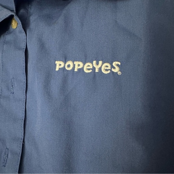 Popeyes Employee Blue Short Sleeve Button Down Shirt - Picture 3 of 4